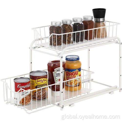 Wood Trash Can 2 Tier Pull Out Cabinet Organizer for Kitchen Supplier